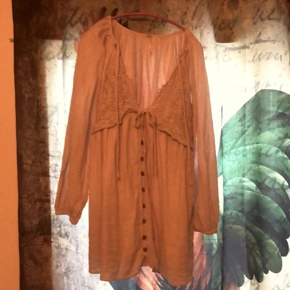 Free People Cotton Dress in dusty rose L - Picture 5 of 10